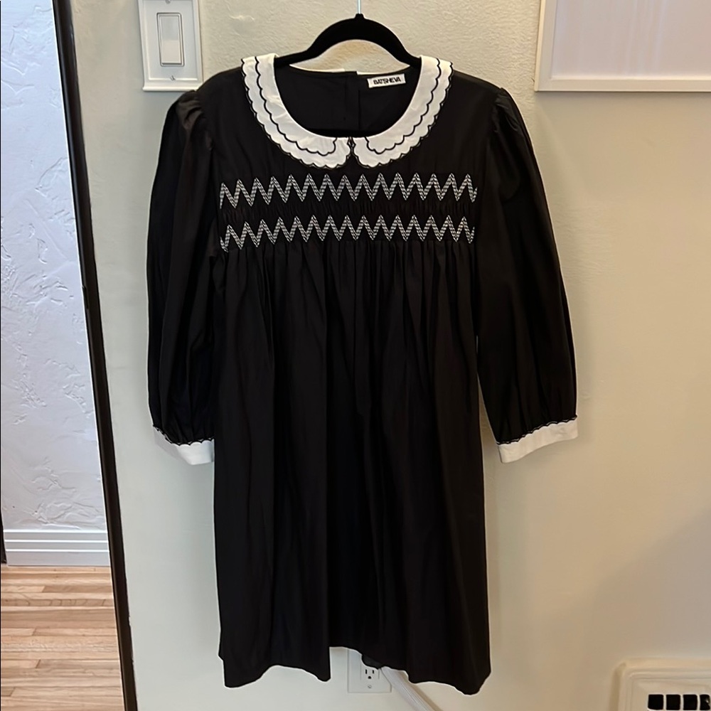 Batsheva Black Babydoll Dress with Peter Pan Collar